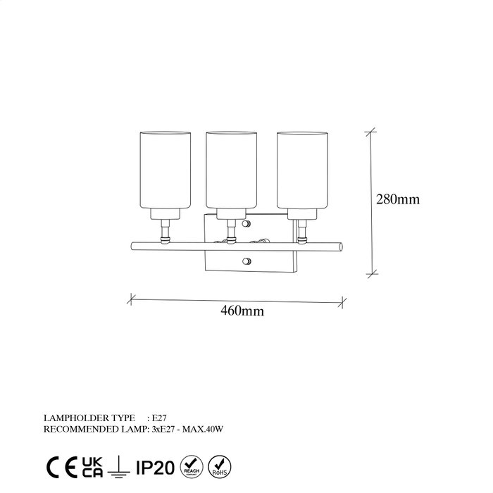 Opviq Lámpara de pared Negro y Oro con tapa de cristal